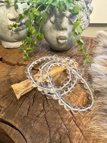 My Two Daughters Jewelry - 3- 8mm Clear Quartz Beaded Bracelets