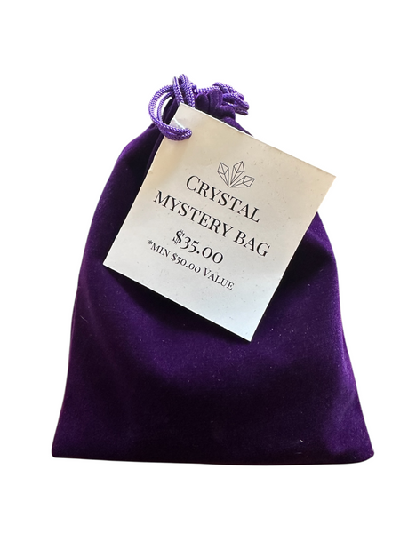 Kelowna Crystal Cave - Purple crystal mystery bag with a price tag on a white background