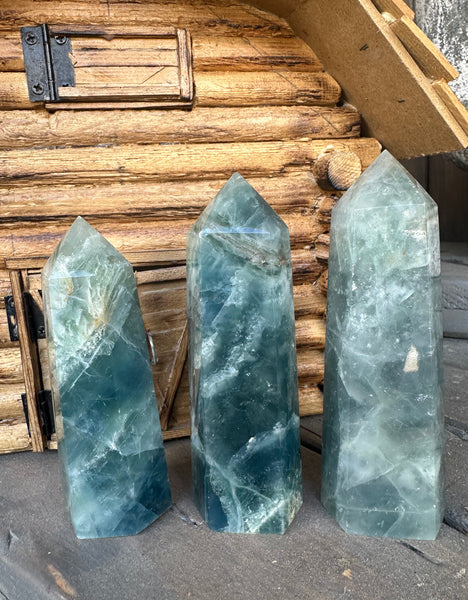 Kelowna Crystal Cave - 3 Large Blue Fluorite Towers 