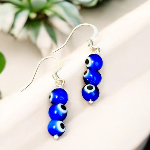 My Two Daughters Jewelry - 6mm Evil Eye Earrings Silver Pair