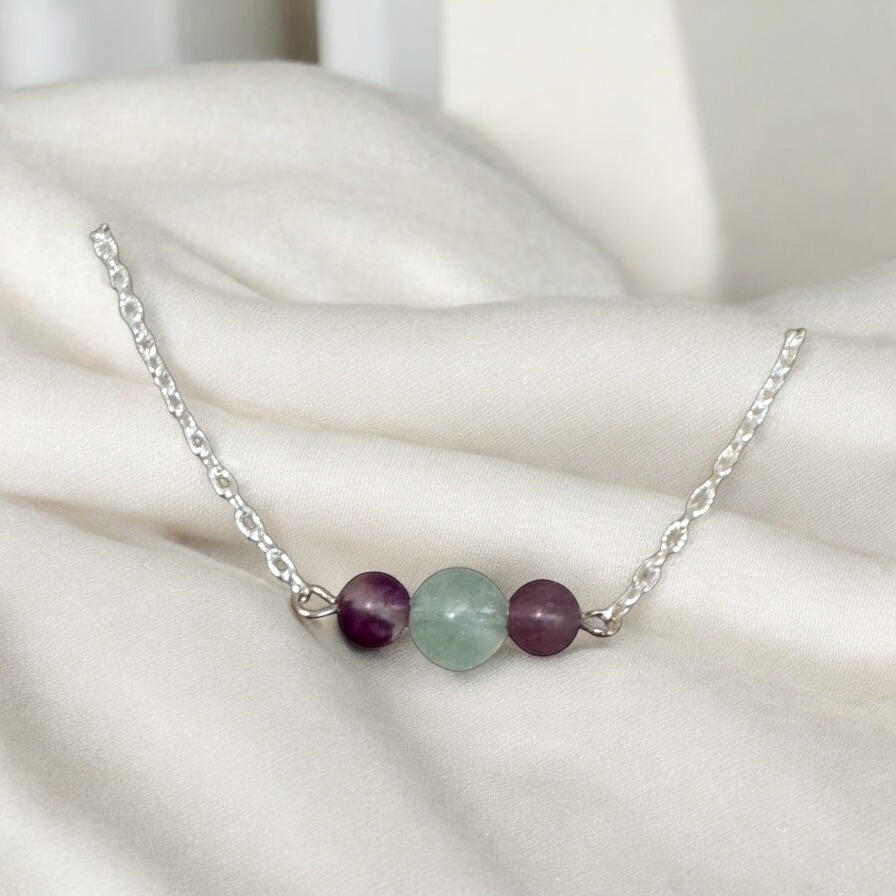 My Two Daughters Jewelry - 6mm and 8mm Fluorite  Beaded Necklace 