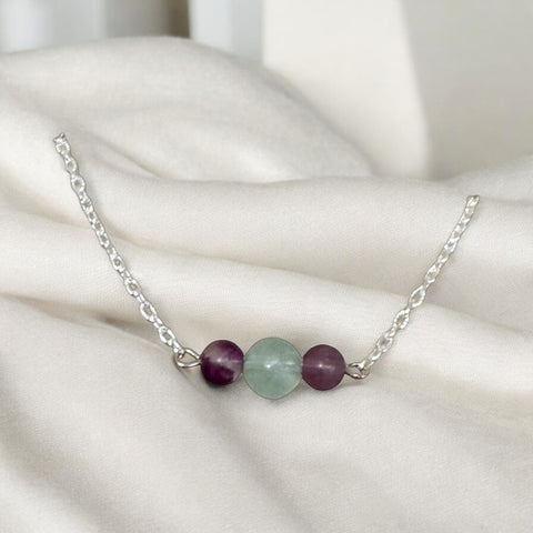 My Two Daughters Jewelry - 6mm and 8mm Fluorite  Beaded Necklace 