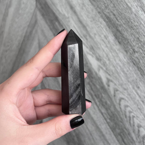 Kelowna Crystal Cave - Silver Sheen Obsidian Tower Medium