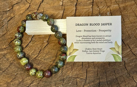 My Two Daughters Jewelry - 8mm Beaded Dragon Blood Jasper Bracelet