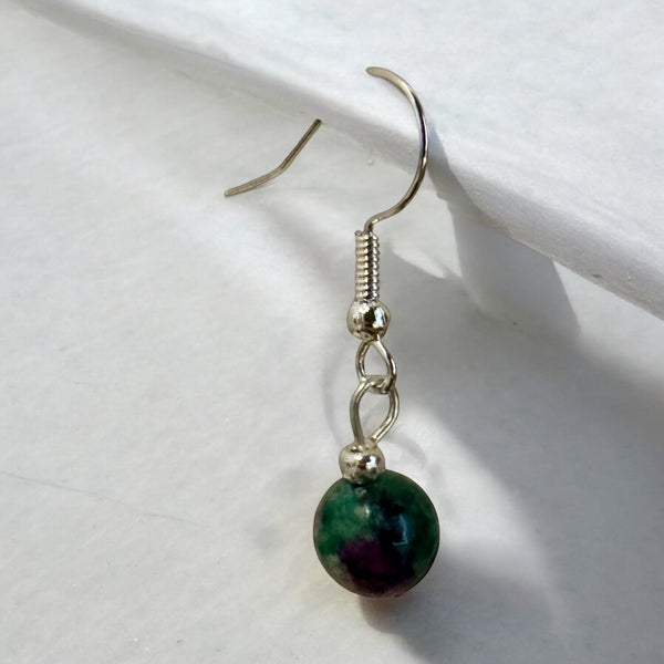 My Two Daughters Jewelry - 8mm Beaded Earrings Ruby Zoisite