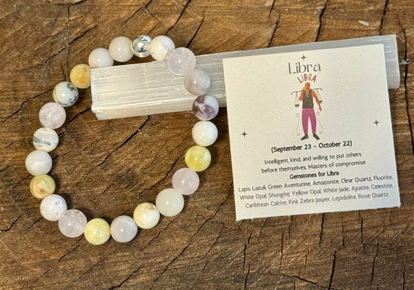 My Two Daughters Jewelry - 8mm Beaded Libra Bracelet on Selenite Stick
