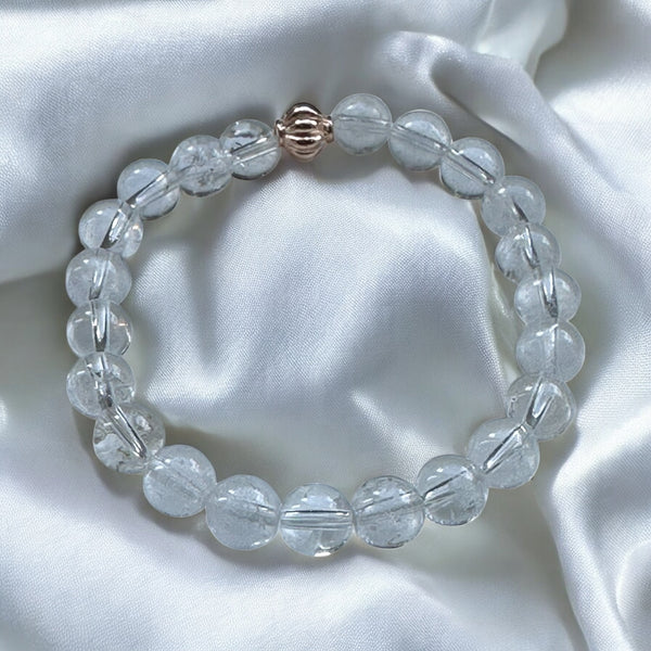 My Two Daughters Jewelry - 8mm Clear Quartz Beaded Bracelet