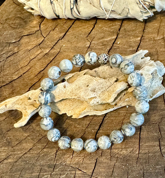 My Two Daughters Jewelry - 8mm Map Jasper Bracelet