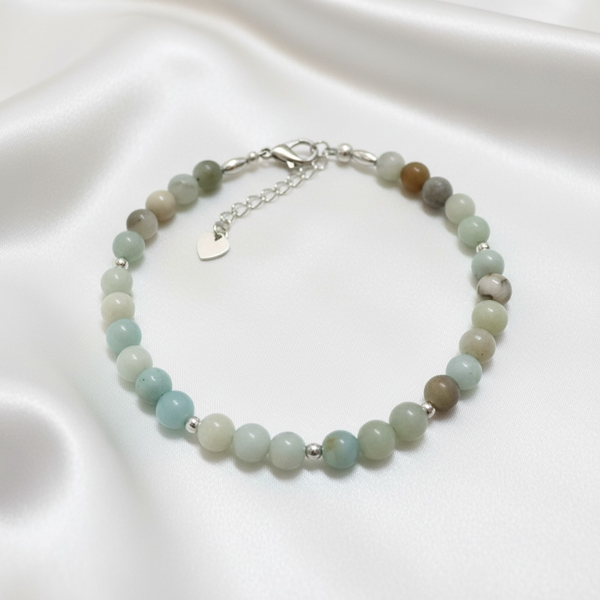 My Two Daughters Jewelry - Amazonite Anklet with Silver Spacers Adjustable