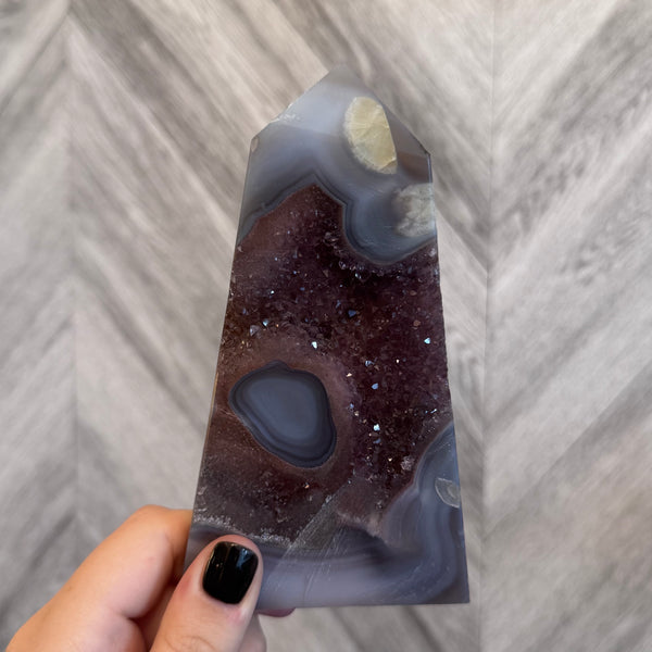 Kelowna Crystal Cave - Amethyst Agate Geode Obelisk Style 3