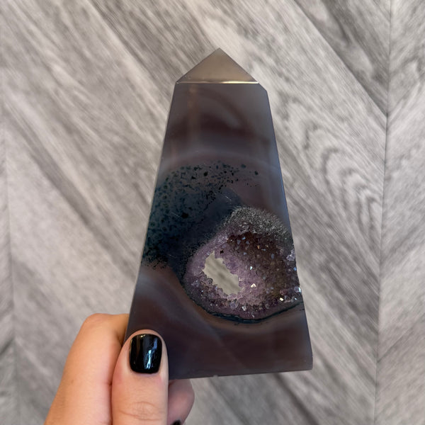 Kelowna Crystal Cave - Amethyst Agate Geode Obelisk Style 4