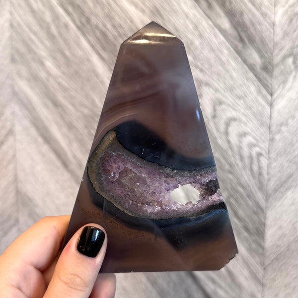 Kelowna Crystal Cave - Amethyst Agate Geode Obelisk Style 5