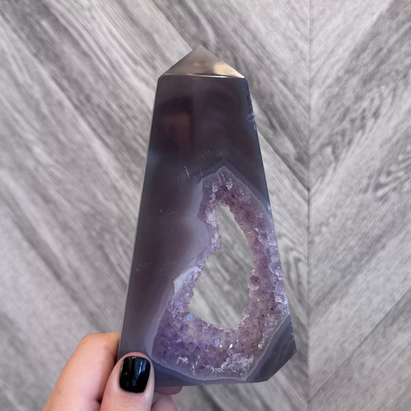 Kelowna Crystal Cave - Amethyst Agate Geode Obelisk Style 6