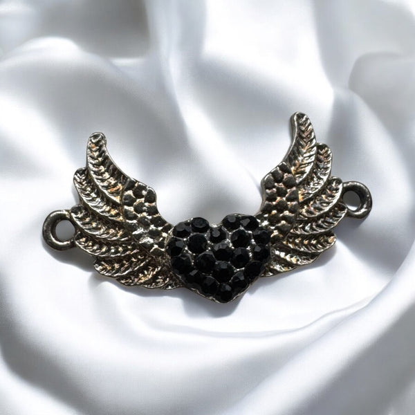 Fancy Beads - Angel Wings Adjustable Faceted Bracelet Black