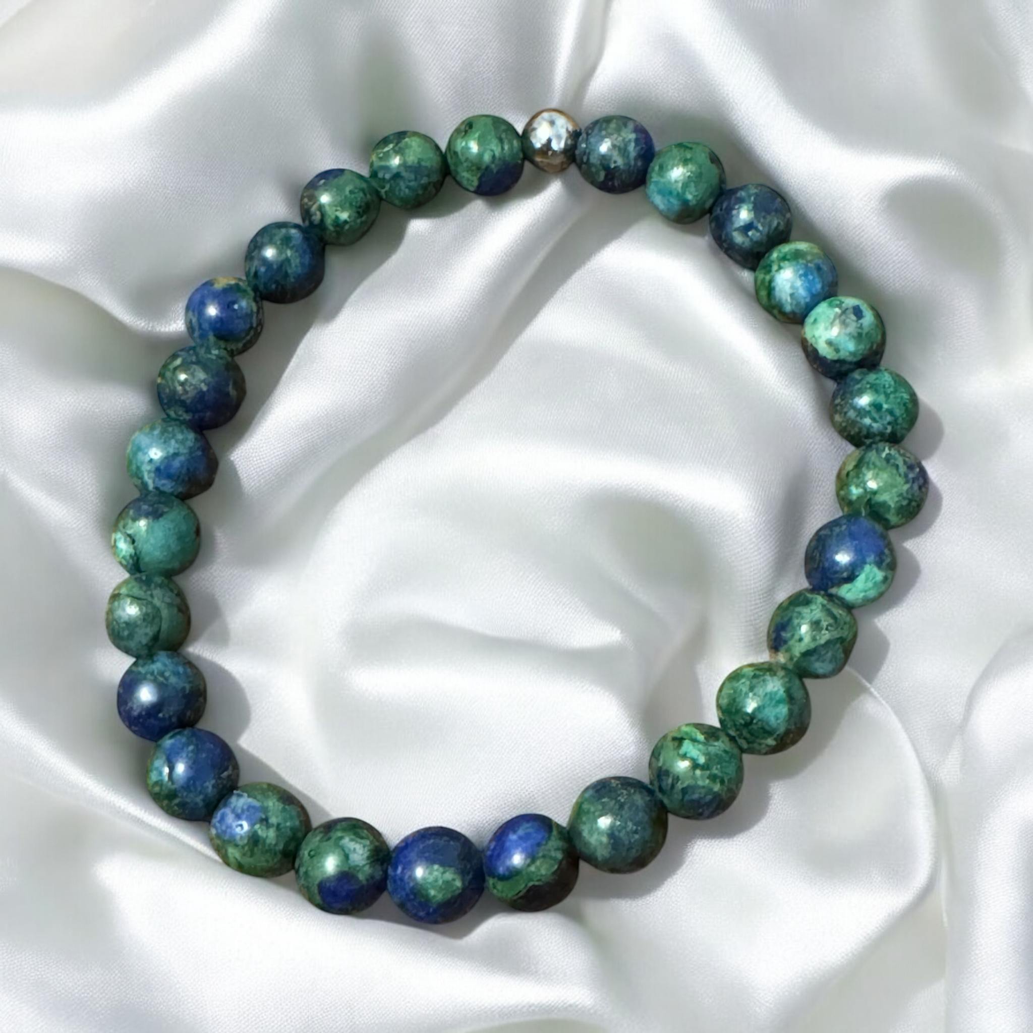 My Two Daughters Jewelry - Azurite Chrysocolla Bracelet 6mm Beads