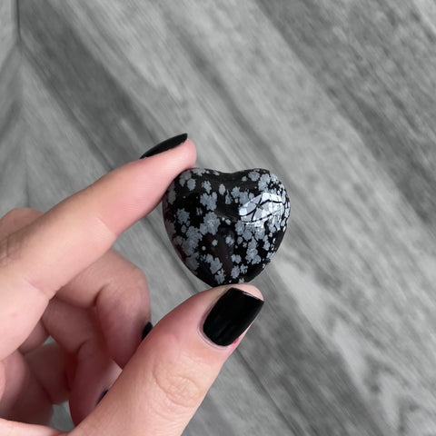 Kelowna Crystal Cave - Snowflake Obsidian Hearts