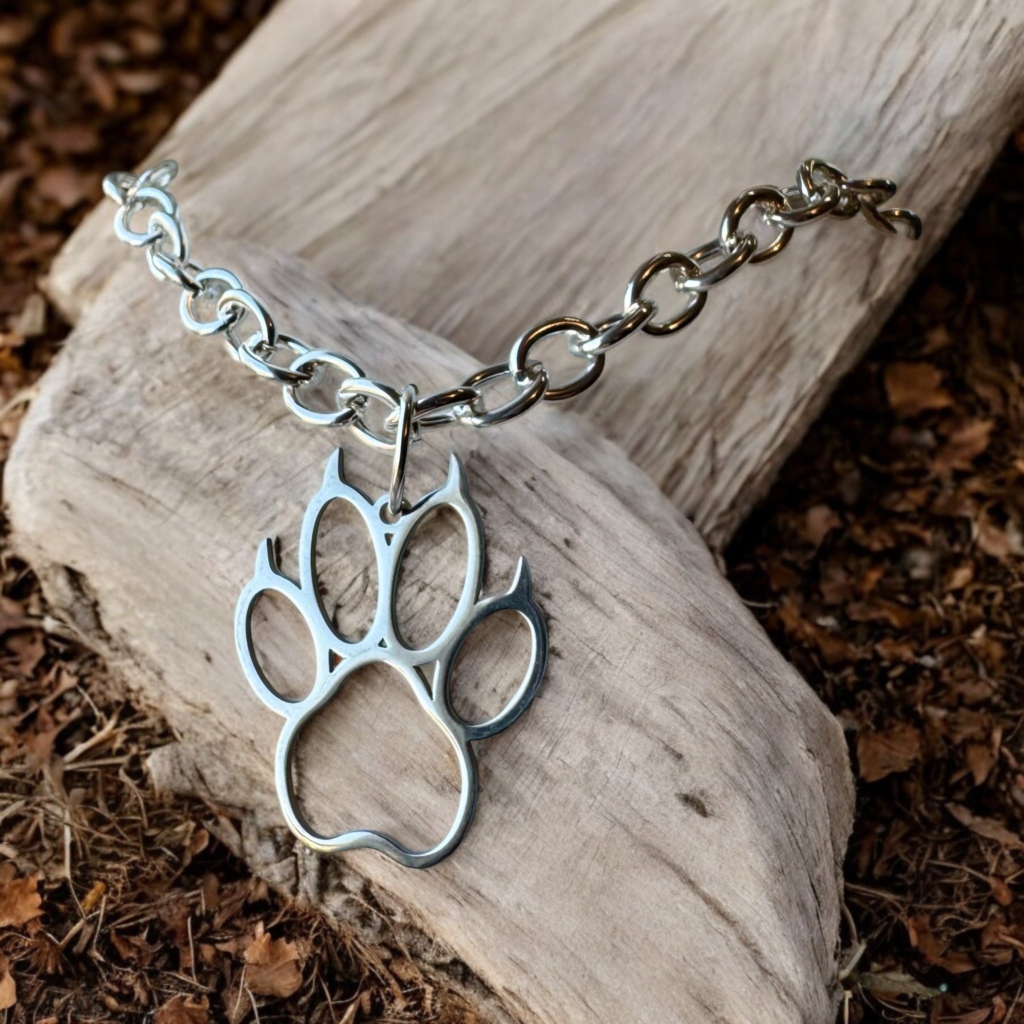 My Two Daughters Jewelry - Silver Bear Paw Pendant Necklace