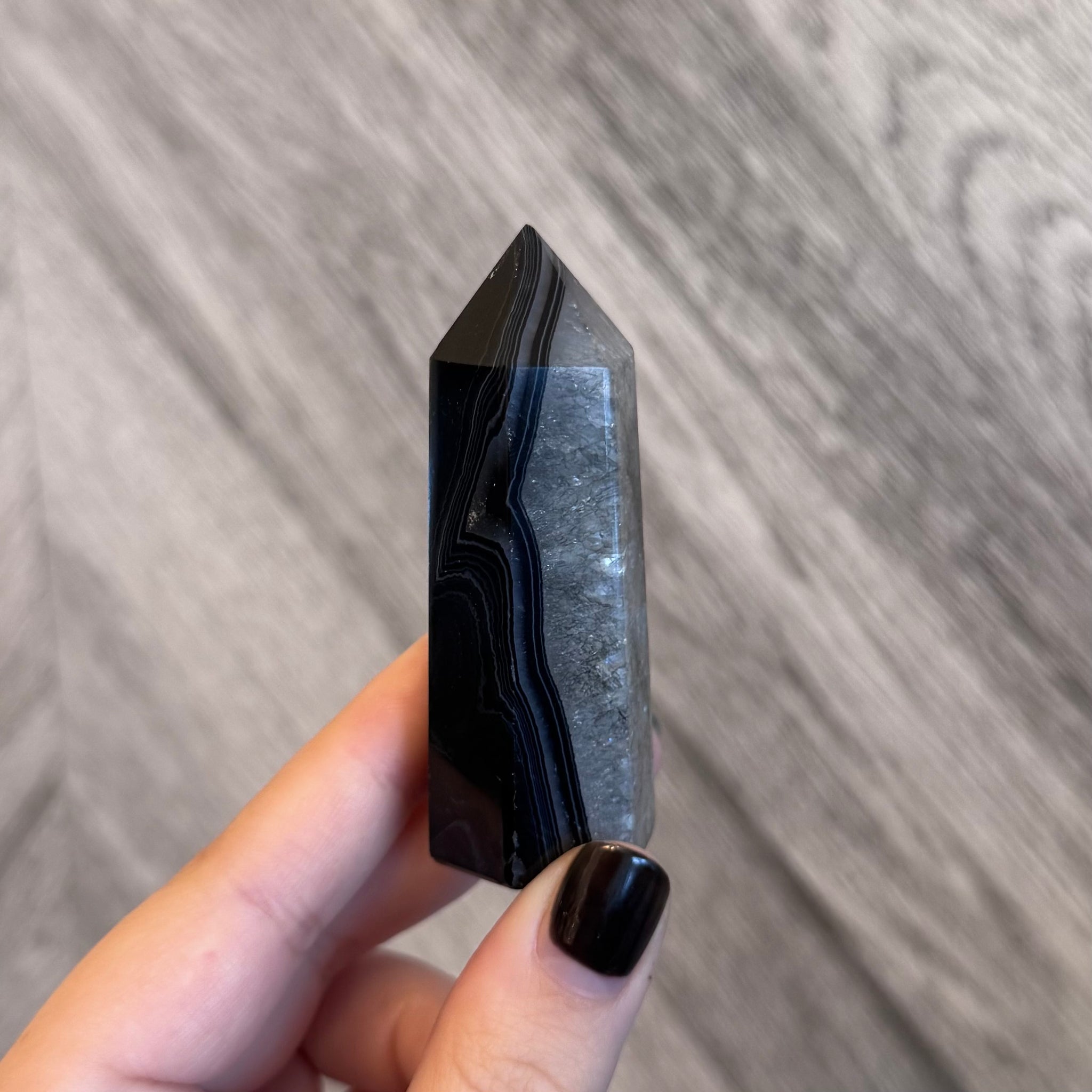 Kelowna Crystal Cave - Black Banded Agate 69g