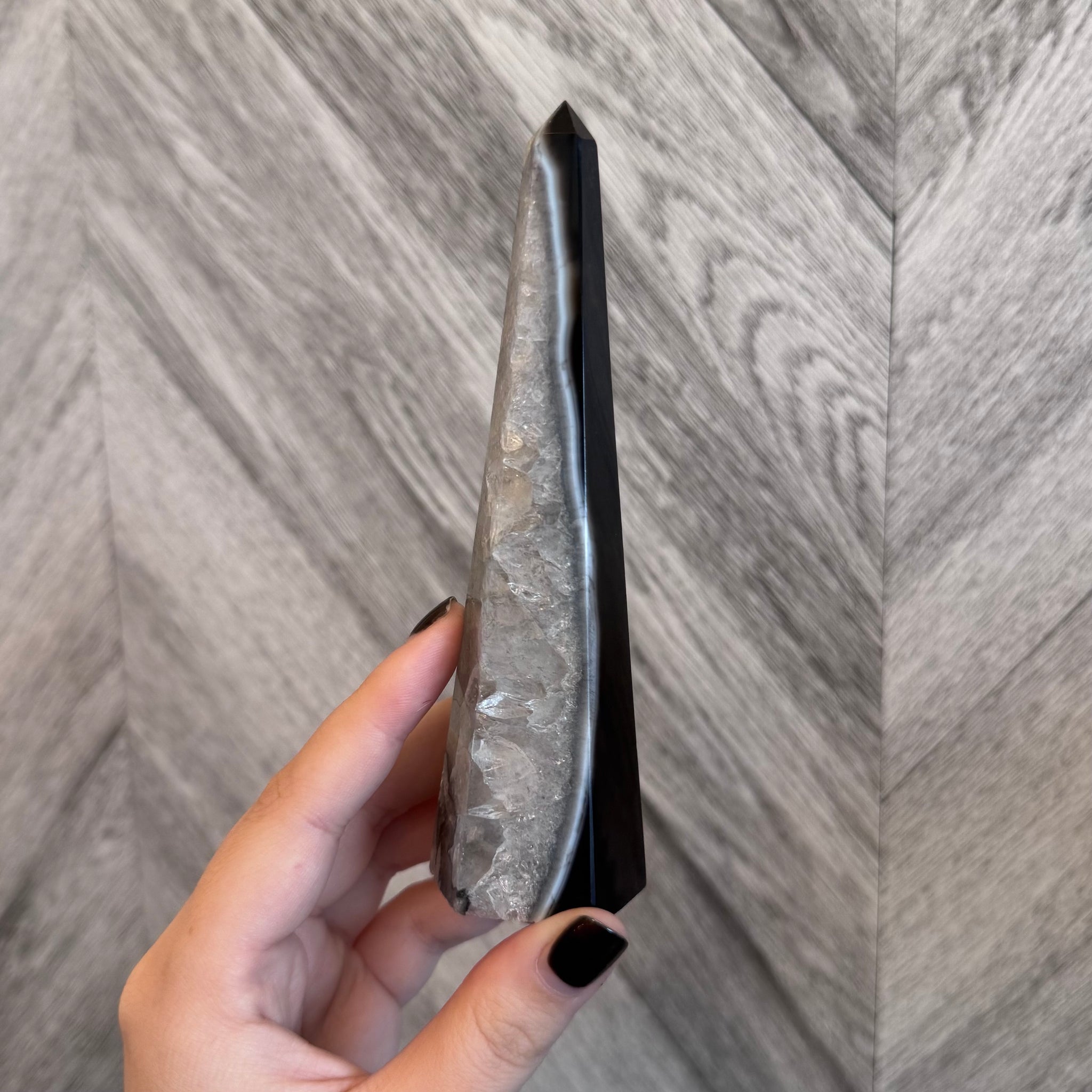 Kelowna Crystal Cave - Black Banded Agate Obelisk