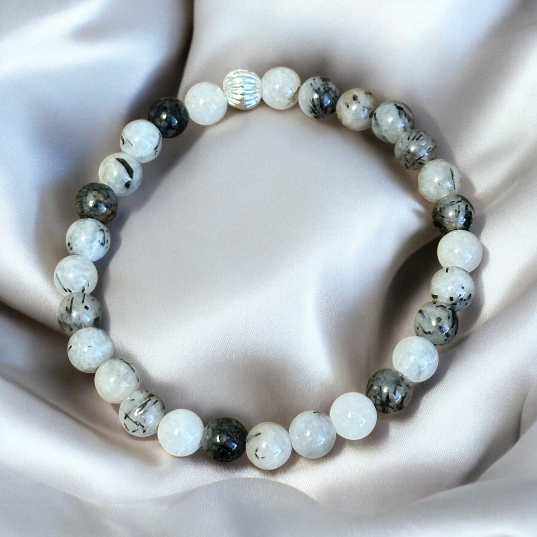 My Two Daughters Jewelry - Black Hair Tourmalated Quartz Bracelet 6mm Beads