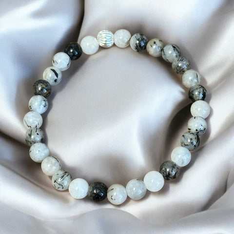 My Two Daughters Jewelry - Black Hair Tourmalated Quartz Bracelet 6mm Beads