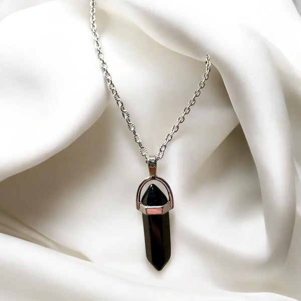 My Two Daughters Jewelry - Black Obsidian Pendant Necklace