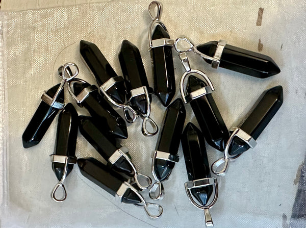 Kelowna Crystal Cave - Black Obsidian Pendant Point