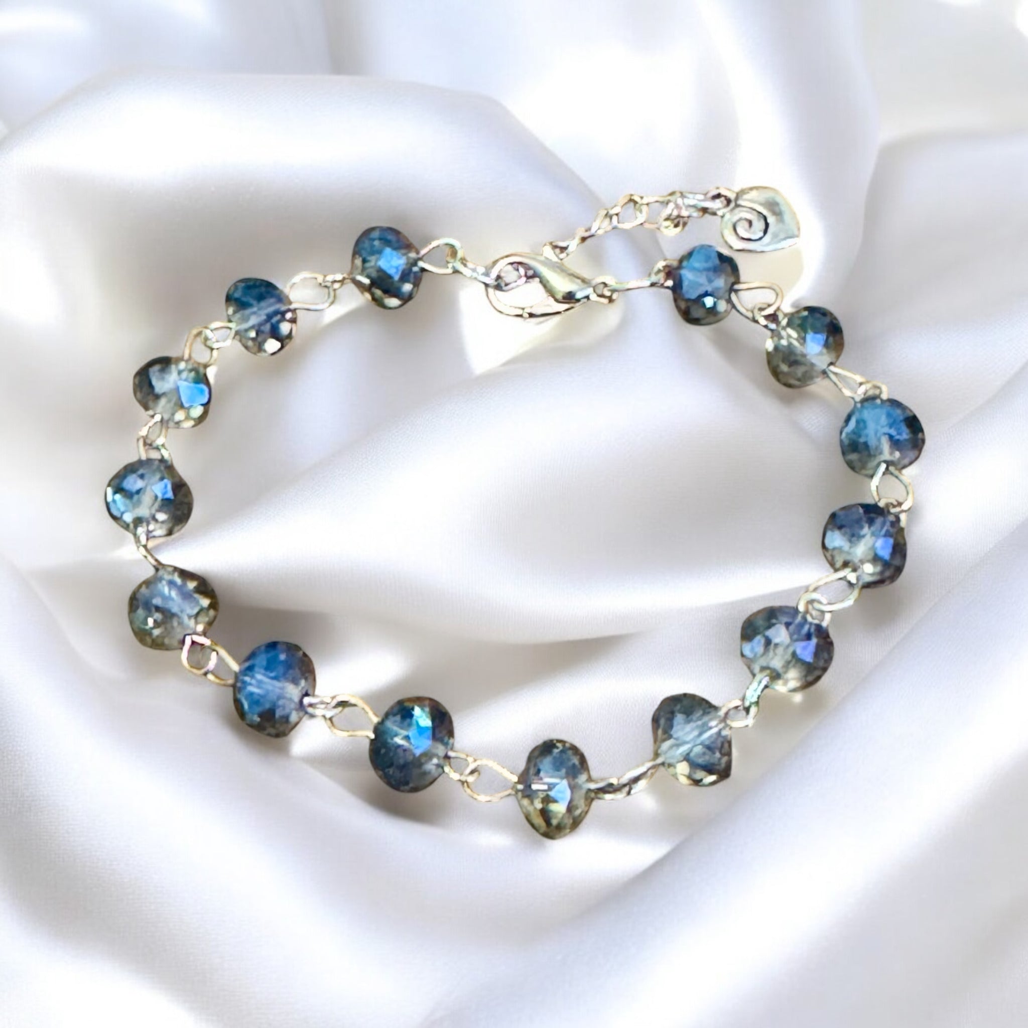 Fancy Beads - Blue Faceted 8mm Adjustable Bracelet