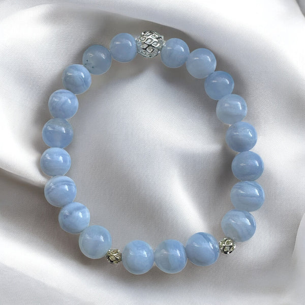 My Two Daughters Jewelry - Blue Lace Agate Bracelet 8mm -2