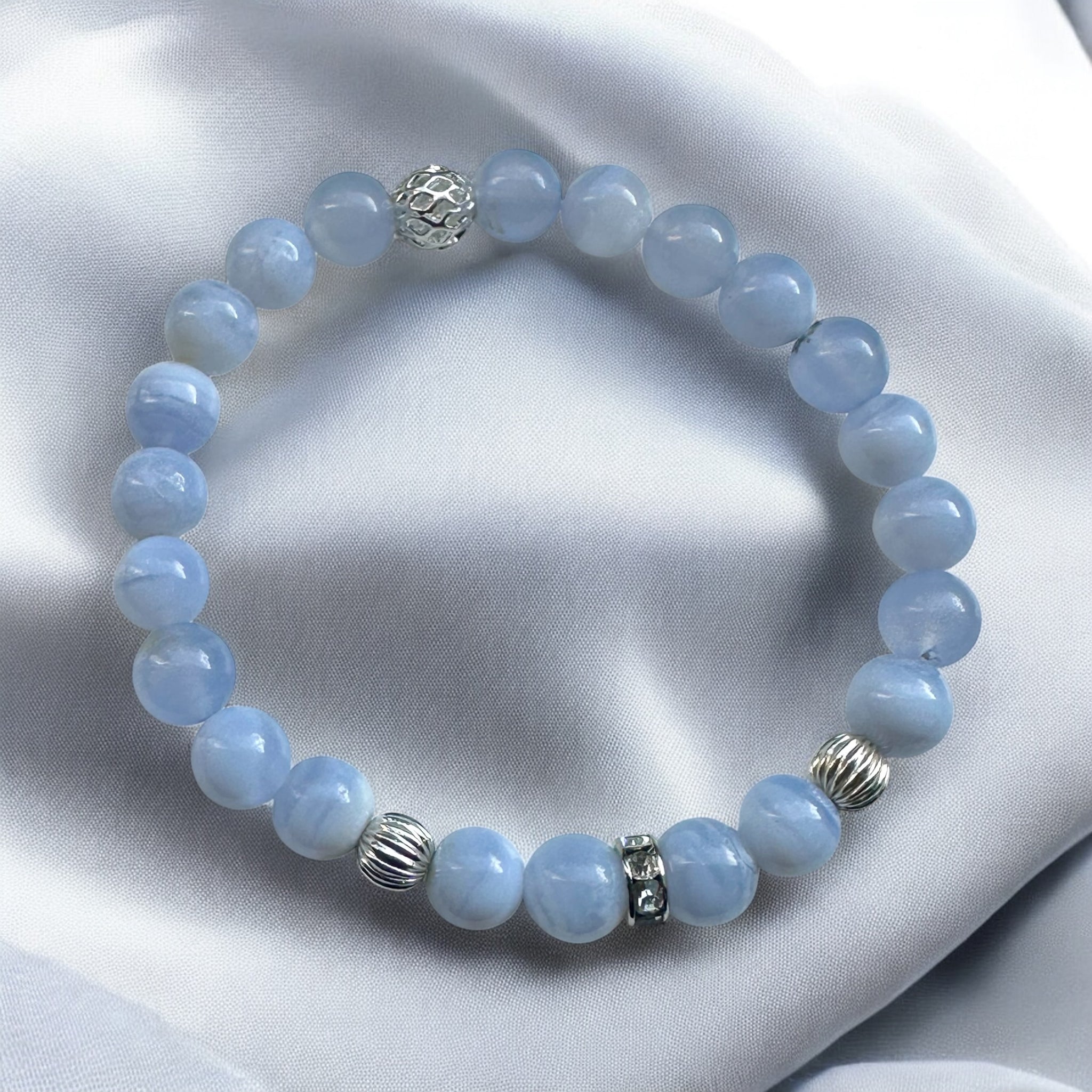 My Two Daughters Jewelry - Blue Lace Agate Bracelet 8mm