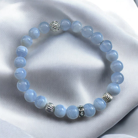 My Two Daughters Jewelry - Blue Lace Agate Bracelet 8mm