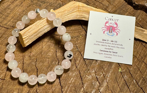 My Two Daughters Jewelry - Cancer Bracelet Rose Quartz & Tourmaline