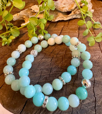 My Two Daughters Jewelry - Caribbean Blue Bracelet with Silver Spacer