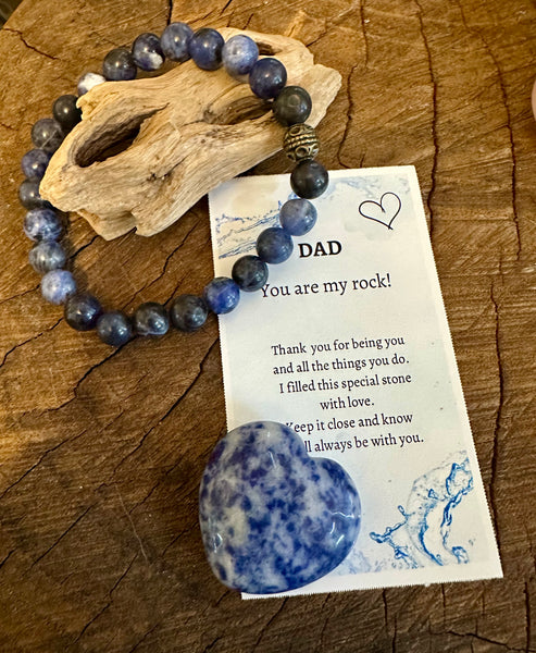 Fancy Beads - Dad Heart  and Bracelet with Card