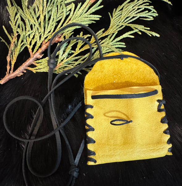 My Two Daughters Jewelry - Deer Hide Medicine Bag with Black Banded Agate Inside