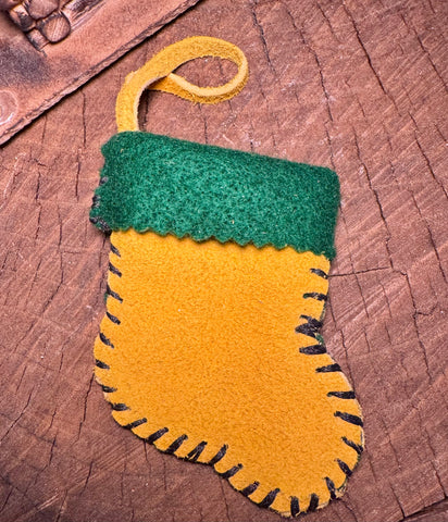 My Two Daughters Jewelry - Deer Hide Stocking Ornament / Gift Card Holder Dark Green