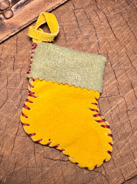 My Two Daughters Jewelry - Deer Hide Stocking Ornament / Gift Card Holder Light Green