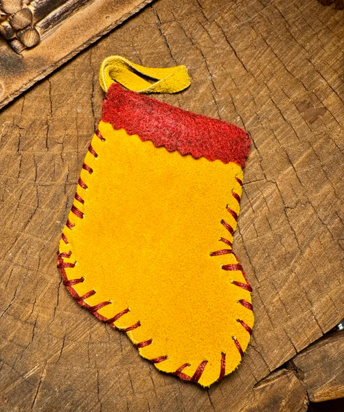 My Two Daughters Jewelry - Deer Hide Stocking Ornament / Gift Card Holder Red/Black