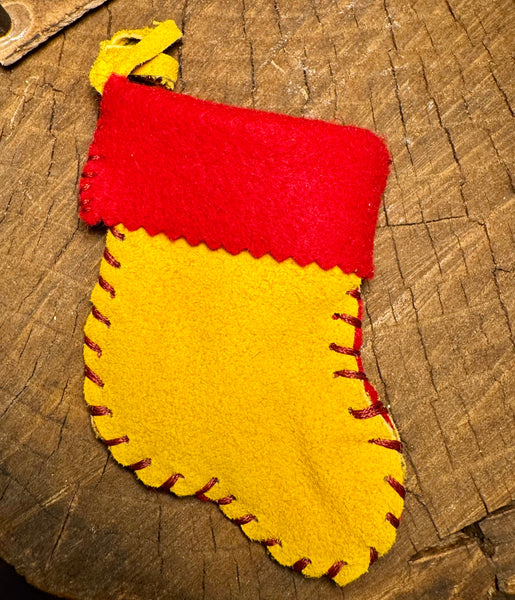 My Two Daughters Jewelry - Deer Hide Stocking Ornament / Gift Card Holder Red