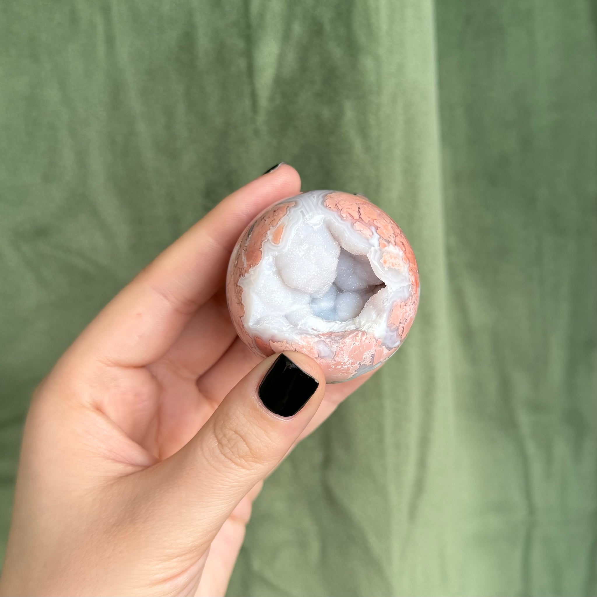 Kelowna Crystal Cave - Druzy Pink Agate Sphere