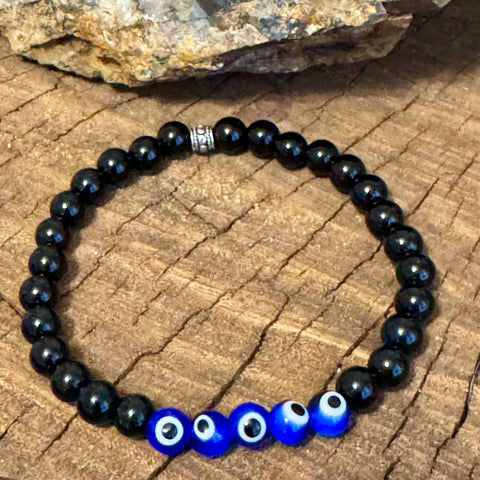 My Two Daughters Jewelry - Evil Eye Bracelet 6mm Beads