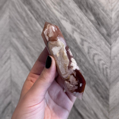 Kelowna Crystal Cave - Flower Agate Double Sided Point in Hand