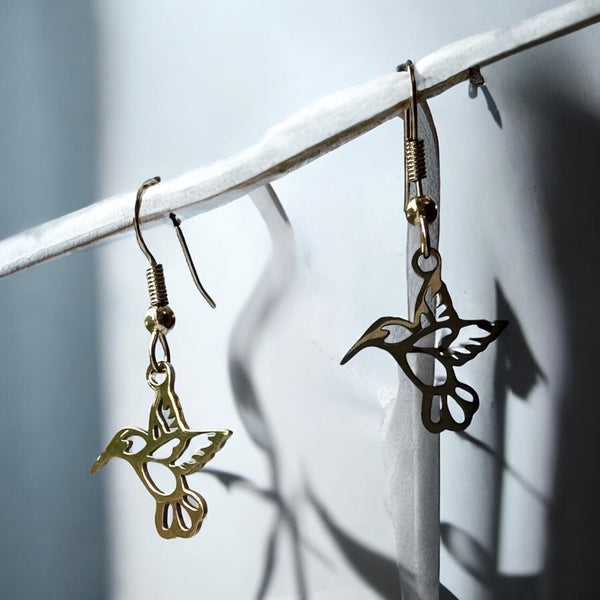My Two Daughters Jewelry - Gold Hummingbird Earrings