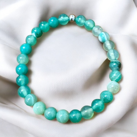 My Two Daughters Jewelry - Green Agate Bracelet 6mm Beaded Bracelet