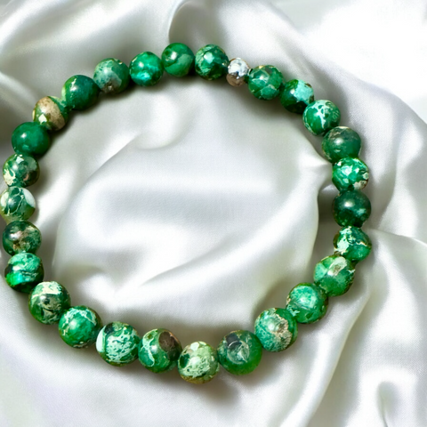 My Two Daughters Jewelry - Green Imperial Jasper Bracelet 6mm Beads