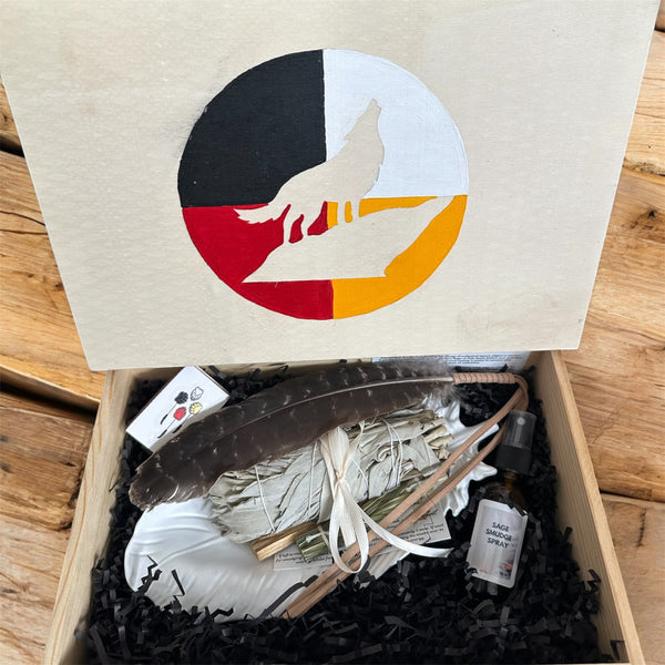TRUE ART KELOWNA - Hand painted Smudge Gift set Wolf Design