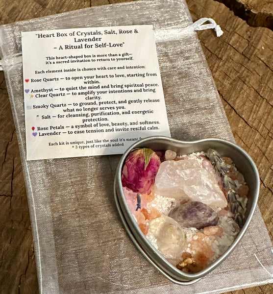 Kelowna Crystal Cave - Heart Self love box with card and organza bag
