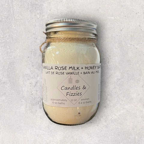 Candles & Fizzies - Vanilla Rose Milk & Honey Bath 12oz