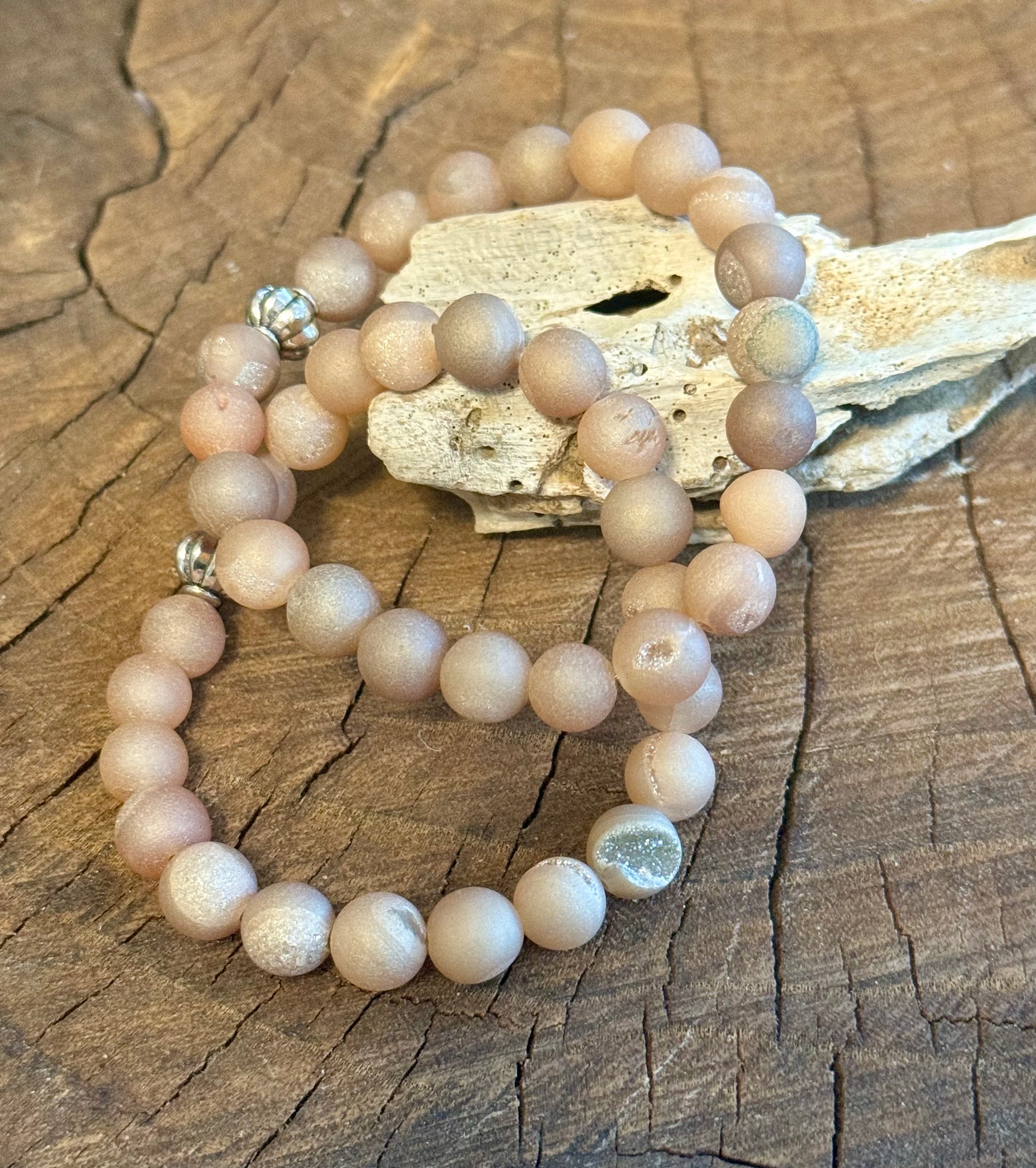 Fancy Beads - 8MM Druzy Agate Bracelet