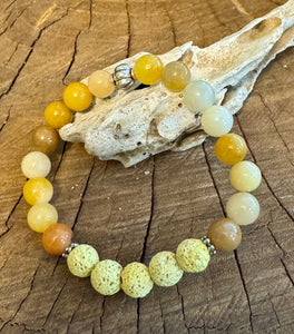 Fancy Beads - 8mm Yellow Aventurine & Yellow Lava Bracelet